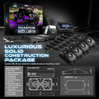 Quantum 4 Pod Aluminum RGBW LED Rock Lights with Remote
