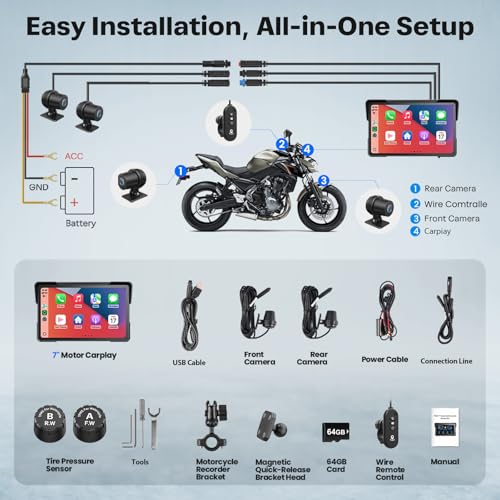 Motorcycle CarPlay Screen with Android Auto