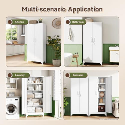 71" H Metal Storage Cabinet with 2 Doors and 4 Shelves