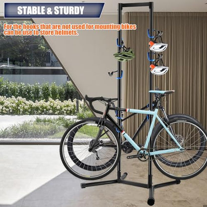 Stand Bike Storage Rack Garage Max 240lbs 4 Bikes with Adjustable Arms