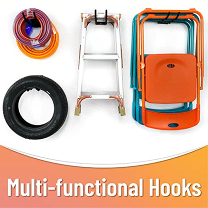 4 Pack 12 Inch Wave Garage Hooks Wall Mount Hangers (4 Count)
