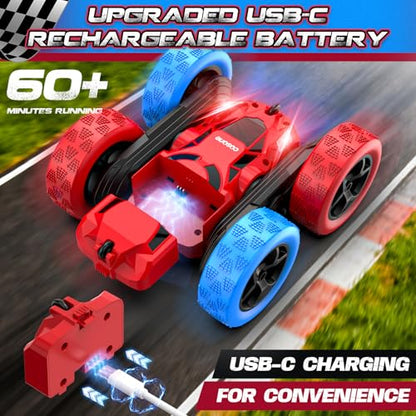 Red Blue RC Stunt Car for Boys Girls