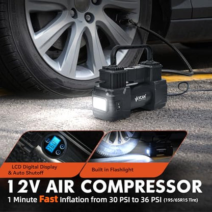 Car Emergency Kit with Portable Air Compressor (112 Count)