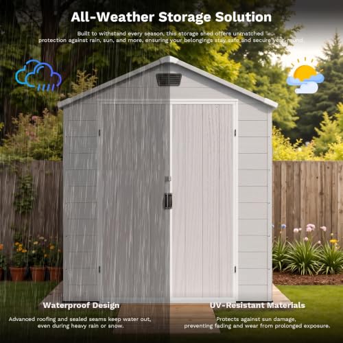 6X10 FT Plastic Outdoor Storage Shed with Floor