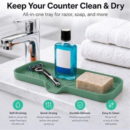 Silicone Soap Dish with Drain Spout