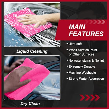 200 Pcs Microfiber Cleaning Cloth 16x16 Inch Microfiber Towels for Car Ultra Absorbent Cleaning Rags Reusable Lint Free Streak Free Detailing Towel for Car Washing Drying Dusting (200 Count)