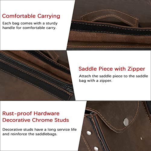 Naked Cowhide Leather Motorcycle Saddle Bags Throw Over Saddlebags (2 Count)