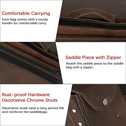 Naked Cowhide Leather Motorcycle Saddle Bags Throw Over Saddlebags (2 Count)