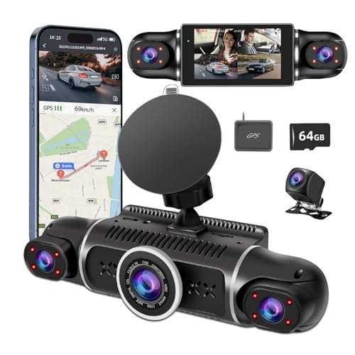 360° Dash Cam Front and Rear View 4 Channel Dash Camera FHD 2K+1080Px3 for Car
