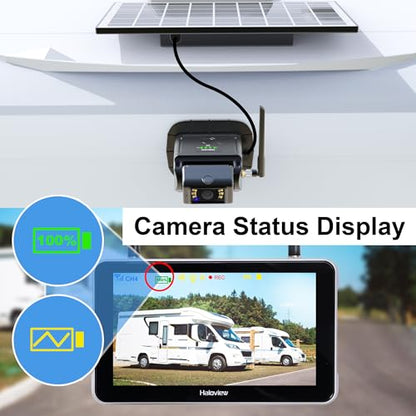 Byte Tango BT7 Solar Wireless 1080P Solar Powered Backup Camera with Touch Monitor for RV