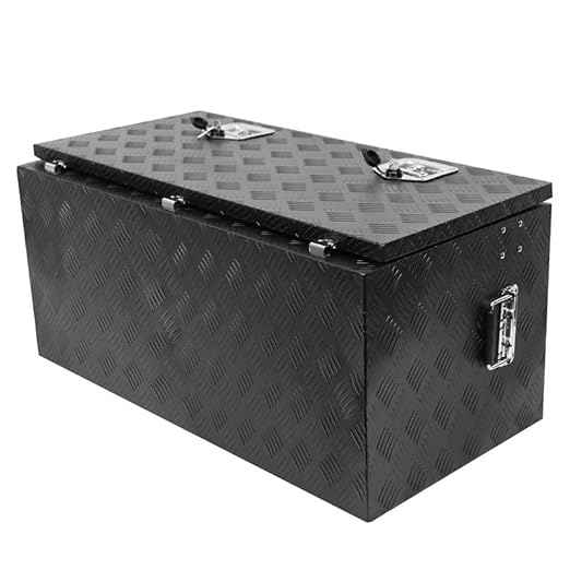 36 Inch Heavy Duty Aluminum Tool Box - Waterproof Square Truck Storage Organizer Chest for Pickup Truck Bed, RV Trailer - T-Handle Lock and Keys Included