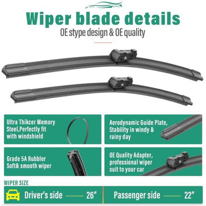 Windshield Wiper Blades Replacement for Volkswagen VW Atlas