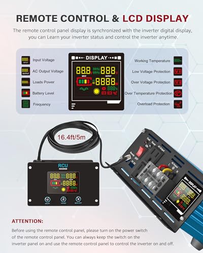 3000 Watt Inverter Pure Sine Wave DC 12V to 110V AC Power Inverters with 3 AC Charger Outlets