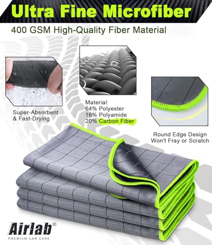 Carbon Microfiber Towels for Car Glass Window Polishing (4 Count)
