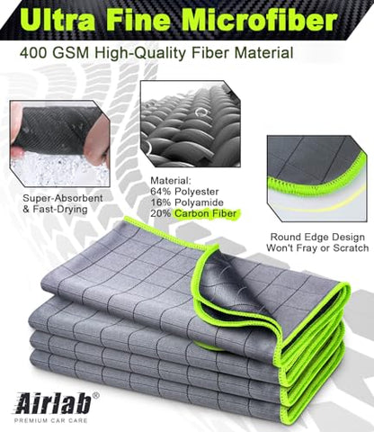 Carbon Microfiber Towels for Car Glass Window Polishing (4 Count)