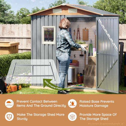 6x4FT Multi Used Outdoor Storage Shed with Frame Floor