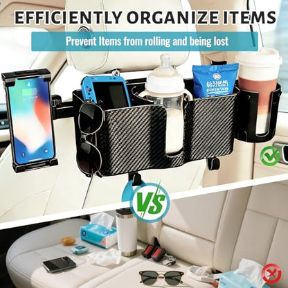 Car Back Seat Organizer with 2 Cup Holders & Tablet Holder