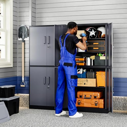 Metal Storage Locking Cabinet with 4 Doors and 2 Adjustable Shelves