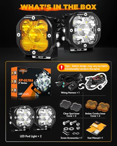 XP Ultra Series 3 Inch LED Pod Light 80W Offroad Driving Lights (2 Count)