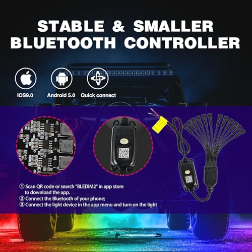 RGB LED Rock Lights Kit 12 Pods Underglow Multicolor Neon Pod