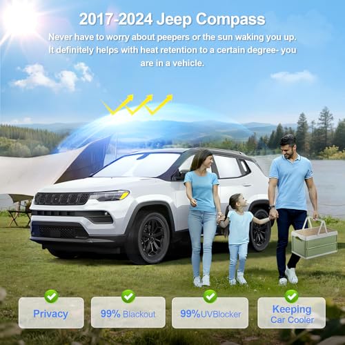 8pcs Car Window Shades for Jeep Compass 2017 (8 Count)