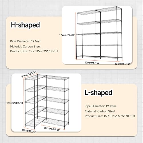 5 Tiers Storage Shelves Load 1500LBS
