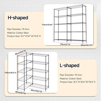 5 Tiers Storage Shelves Load 1500LBS