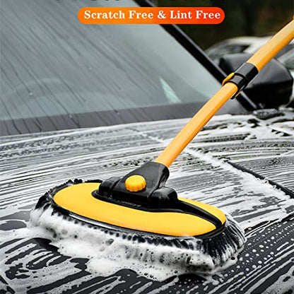 15° Curved Chenille Car Wash Brush Mop with Long Handle