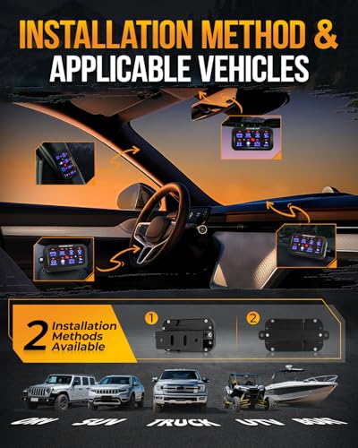 8 Gang Switch Panel BB80 Universal Circuit Control Relay System Automatic Dimmable LED Switch Control Panel Switch Pod Touch Switch Box for Car Truck Offroad ATV SUV