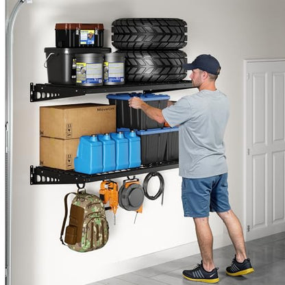 2 Pack 2x4ft Garage Storage with 4 Hooks (2 Shelves)