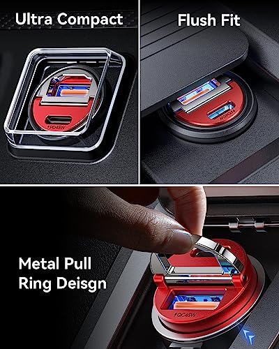 90W USB C Car Charger Fast Charging [Invisible & All Metal Design]