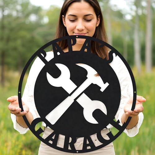 Custom Garage Workshop Metal Sign Personalized Tool Name Wall Art for Car Truck Mechanic Shop Decor Durable Steel Sign for Dad Husband Men’s Auto Workspace or Fence
