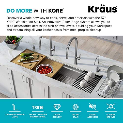 Stainless Steel 57 in Undermount Kitchen Sink KWU210