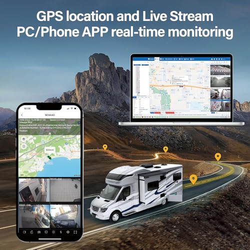 6CH AI WiFi GPS Sentry Mode RV Backup Camera System 10.1" Touch Screen Monitor with 4 1080P Rear Side View Camera