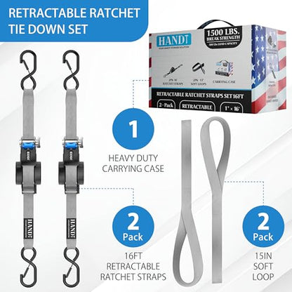 USA Based Retractable Ratchet Straps (2 Count)