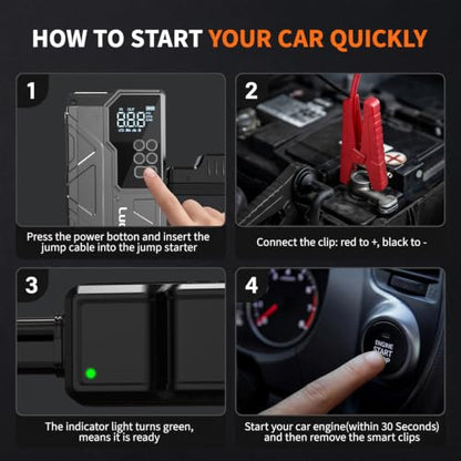 6000A 150PSI Car Battery Jump Starter with Air Compressor