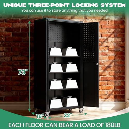 Rolling Tool Cabinet with Pegboard