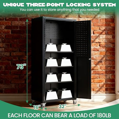 Rolling Tool Cabinet with Pegboard