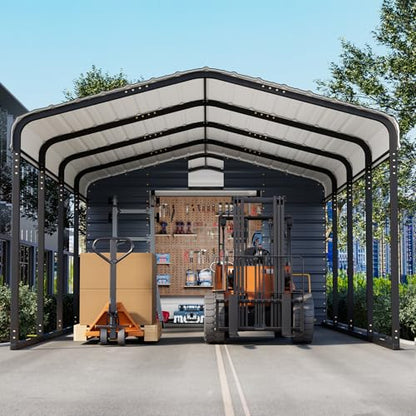 12x25 FT Metal Carport with Side Storage