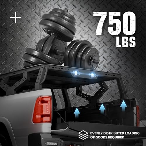 16.73" Bed Racks Truck Cargo Carrier with 2 LED Lights Compatible with Tacoma