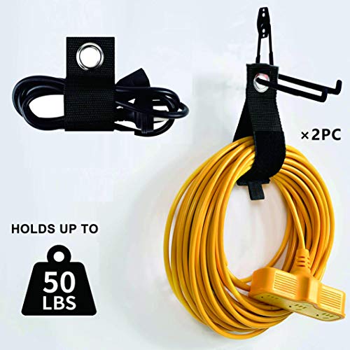 Garage Hooks 4 Pack Wall Mount Storage Hanger with 2 Extension Cord Holder Organizer