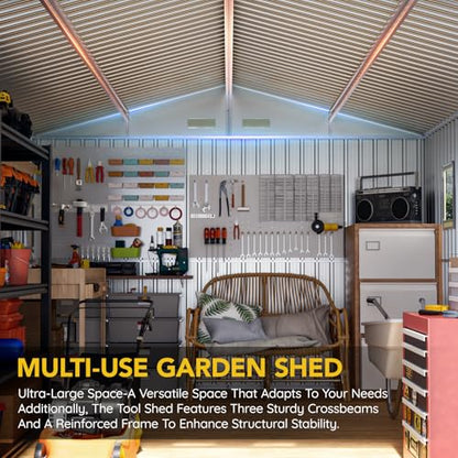 10x12x7.4FT Outdoor Storage Shed with Lockable Large Doors