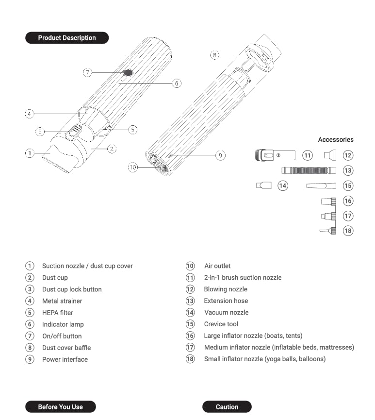 Portable Handheld Car Vacuum Cleaner with HEPA & Stainless Steel Filter