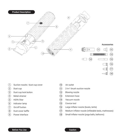 Portable Handheld Car Vacuum Cleaner with HEPA & Stainless Steel Filter
