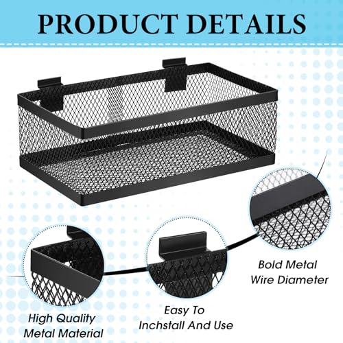 4 Pcs Black Slatwall Baskets 4 Size Metal Mesh Wire Basket for Slatwall Panels Ventilated Wall Mounted Hanging Accessories for Home Garage Retail Store Display (4 Count)
