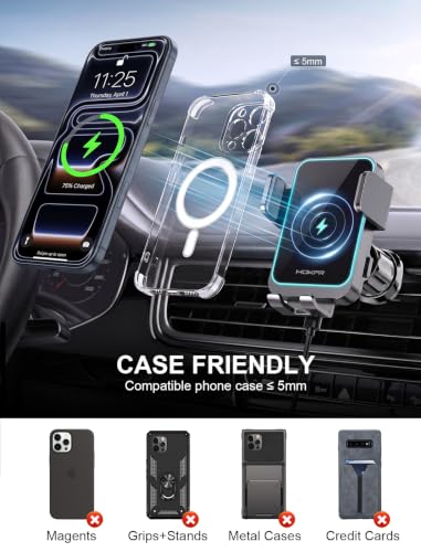 Wireless Car Charger Auto Clamping LED Car Charger Dash Windshield Air Vent