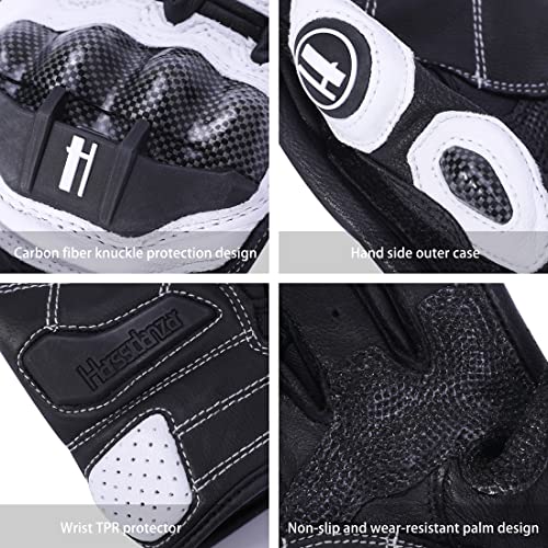 Mens Leather Motorbike Gloves KM046 White