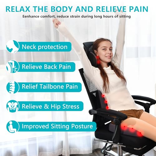 Lumbar Support with Car headrest Back Pillow for Chair Headrest Pillow with Gel Memory Foam Massage Point Memory Foam Back Pillow for Office Chair