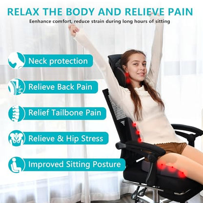 Lumbar Support with Car headrest Back Pillow for Chair Headrest Pillow with Gel Memory Foam Massage Point Memory Foam Back Pillow for Office Chair