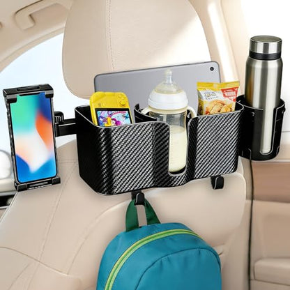 Car Headrest Backseat Storage Box with 2 Cup Holders